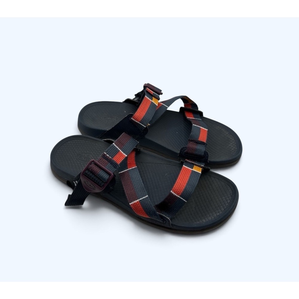 Chaco Chillos Slide Sandals Womens 9 Navy Blue Multi Color Striped